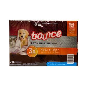 Bounce Pet Hair & Lint Guard Fresh Scent Mega Size Dryer Sheets, 3-Pack, 210ct.